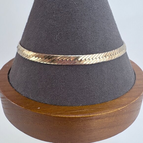 VTG Sterling Silver 925 Herringbone Chain Bracelet Lobster Clasp Size 8" Length - Picture 2 of 11